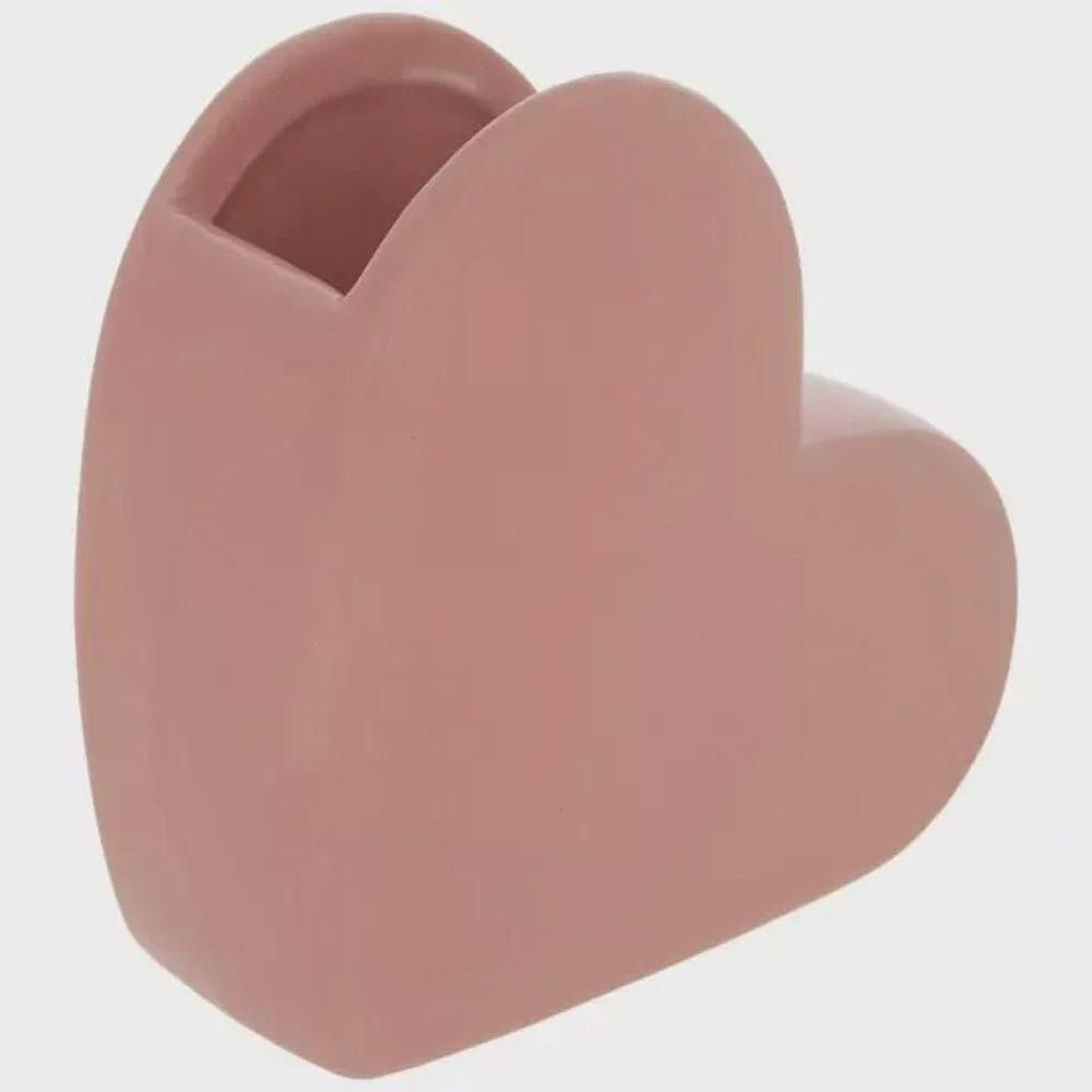Minimalist Pink Heart Ceramic Vase 5.25